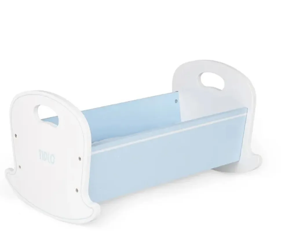 BigJigs Doll Cradle Blue Wooden