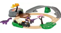 BRIO World Dinosaur Adventure Set: Track, Train, Carriages and Dinosaurs 36094