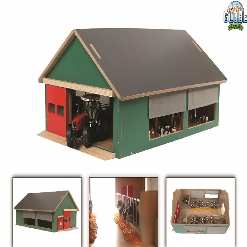 Kids Globe Cattle Shed with Roller Blinds