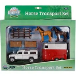 Kids Globe Landrover and Horse Trailer set with Fences and Feed 1:32 scale