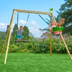 TP Forest Double Wooden Swing Frame with Seats